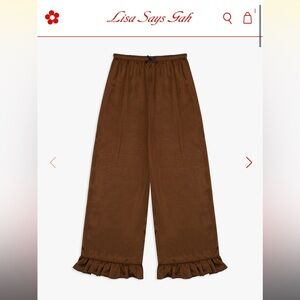 Lisa Says Gah Brown Ruffle Hem Pants